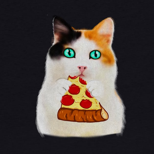Cat Eating Pizza, Funny Pizza Lover by dukito